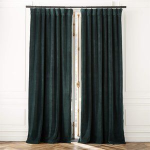 DARK GREEN ORGANIC COTTON VELVET WINDOW CURTAIN PANEL 48"X96'' - Brand new